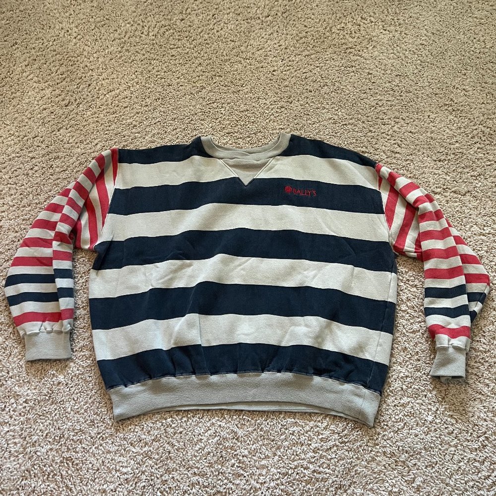 Vintage Striped Beige/Black Sweatshirt L